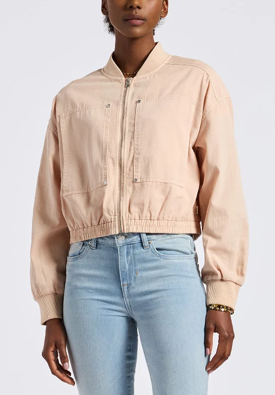 Pyper Women's Cropped Zip-Up Jacket, Cameo Rose - JK0044P Elasticated Jacket Padded Jacket Insulated Jacket