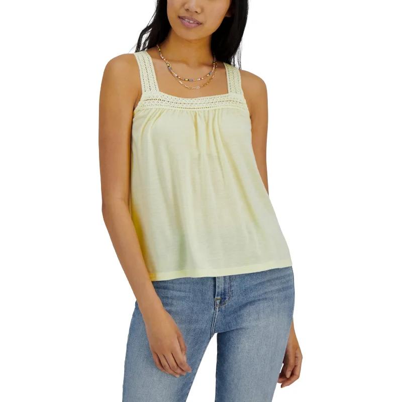 HIPPIE ROSE - Straight-Neck Crochet Knit Tank Top halter tank top