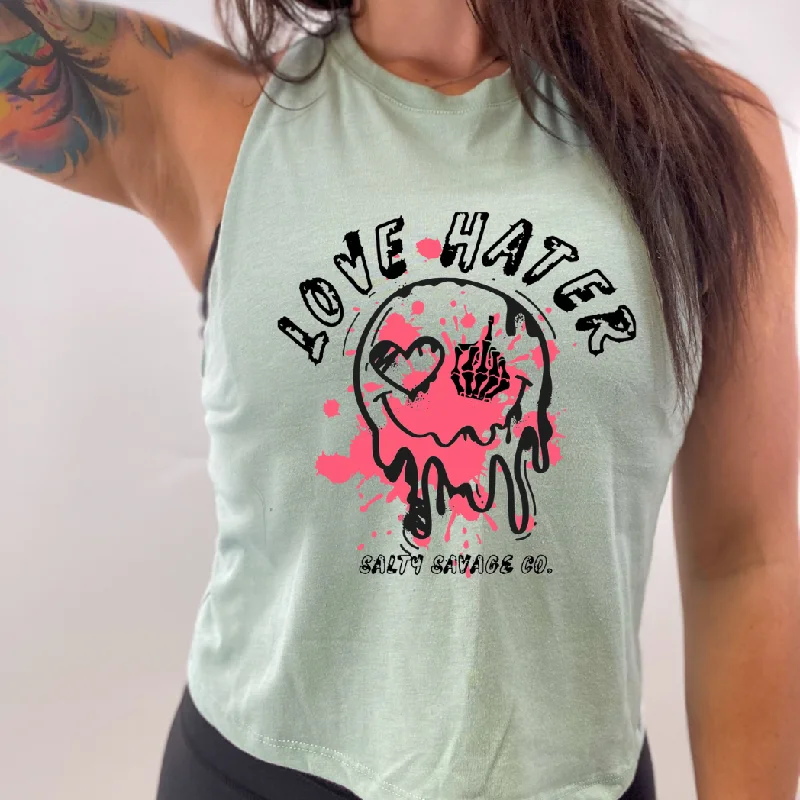 Salty Savage Ladies "LOVE HATER" Flowy Crop Tank flexible tank top