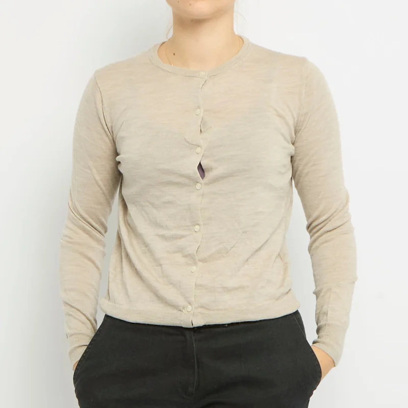 Round Neck Knitted Cardigan - UK 12 Rayon Fabric Velvet Fabric Corduroy Fabric