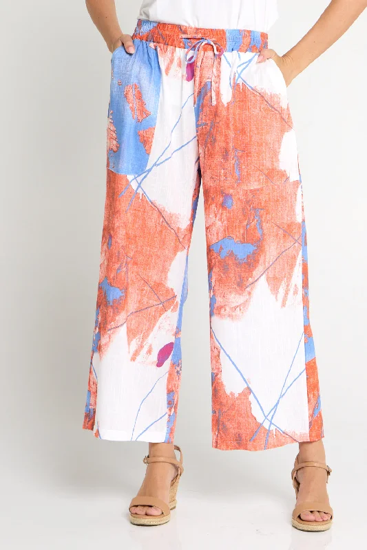 Aiko Linen Pants - Coral Sea Classic Stretch Pants