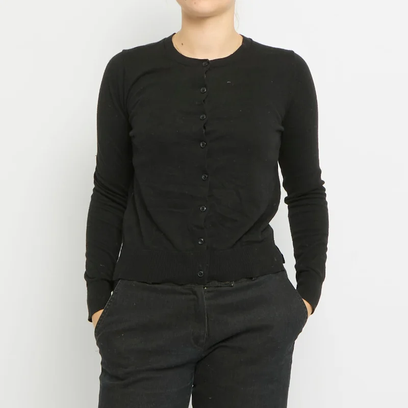 Round Neck Knitted Cardigan - UK 8 Fitted Loose Oversized