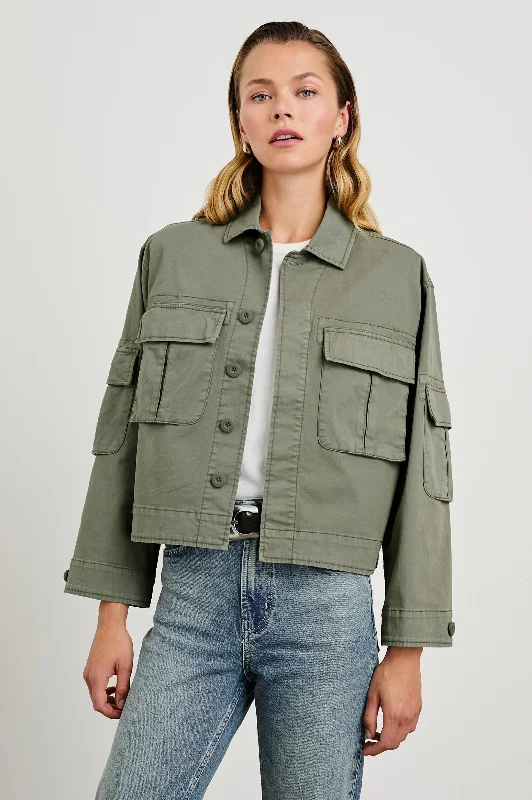 MADISON JACKET - DARK OLIVE Collared Jacket Crew Neck Jacket Turtle Neck Jacket