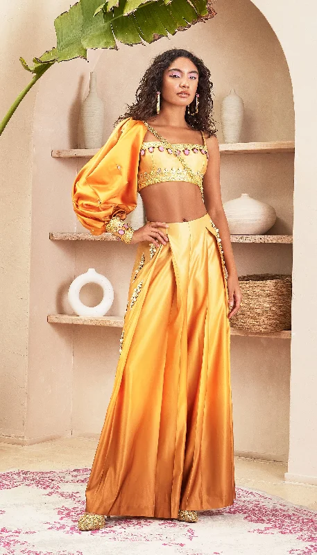 Summer - Gold Ombre Pant with Bustier & Solo Sleeve Stylish Casual Pants