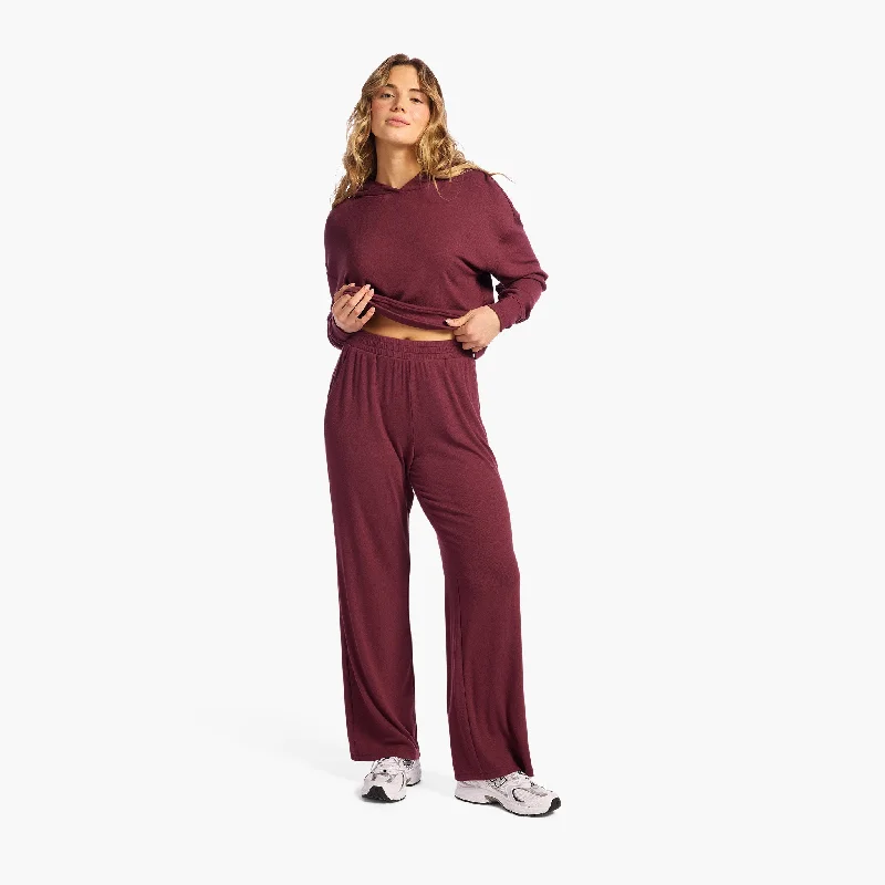 Slinky Rib Wide Leg Pant | Merlot Cozy Knit Pants