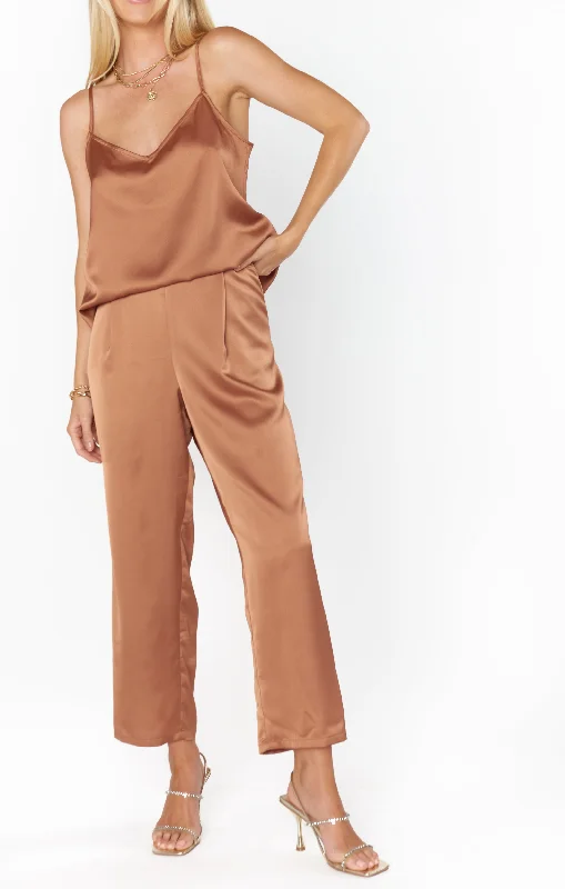 Oscar Pants ~ Copper Luxe Satin Elegant Wool Trousers