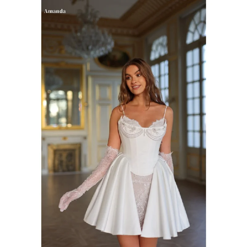 Cinessd Customized White Gloves Spaghetti Strap Skirt robes de soir¨¦e Pearls Flowers Party Dresses Knee-Length Satin Prom Dress Tunics Prom sequined