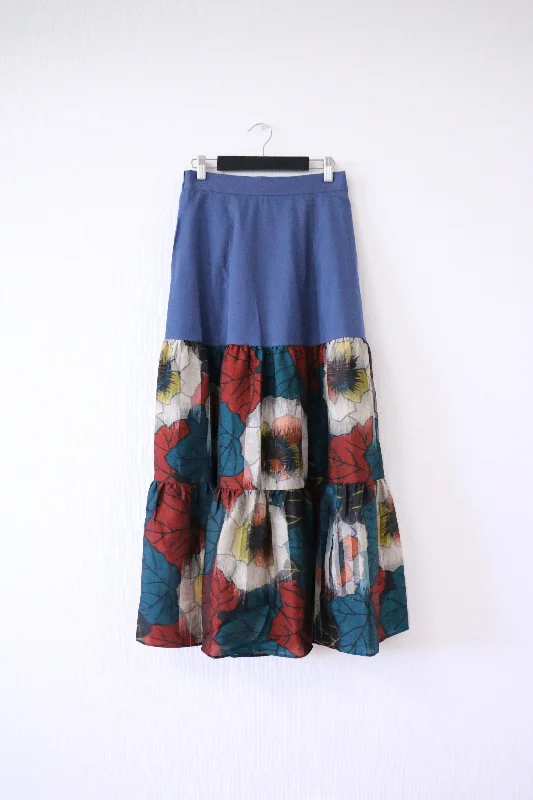 Peony -Meisen Teered Skirt navy corduroy skirt cozy