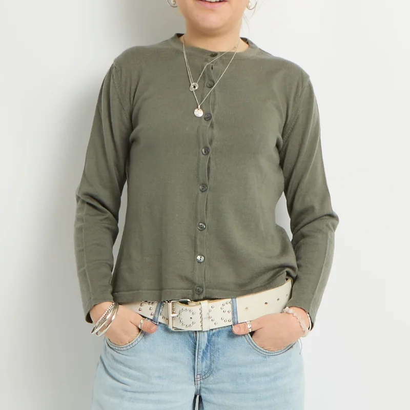 Fine Knitted Cardigan - UK 8 Velvet Chenille Corduroy
