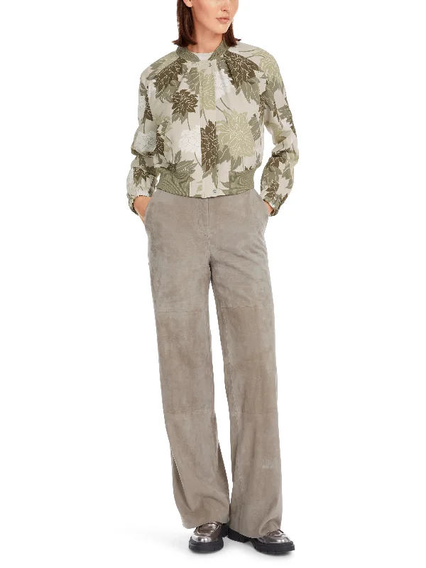 MARC CAIN Floral Jacket Denim Fabric Leather Fabric Suede Fabric