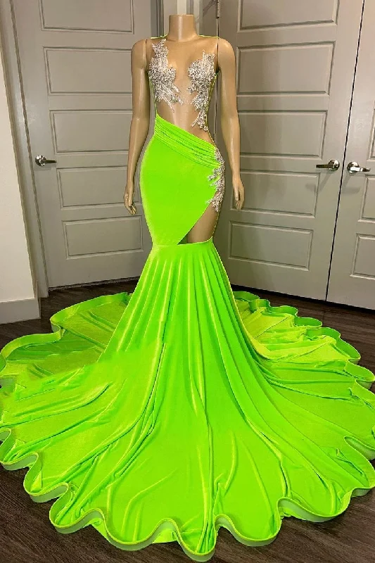 Sleeveless Silver Illusion Neck Mermaid Cutout Prom Party Dresses Tunics Recommended stylist