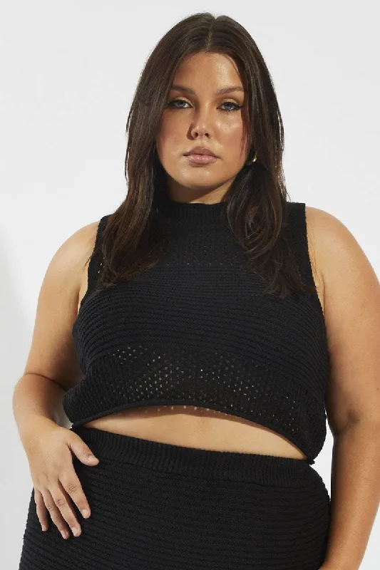 Black Crochet Knit Tank Top mint tank top