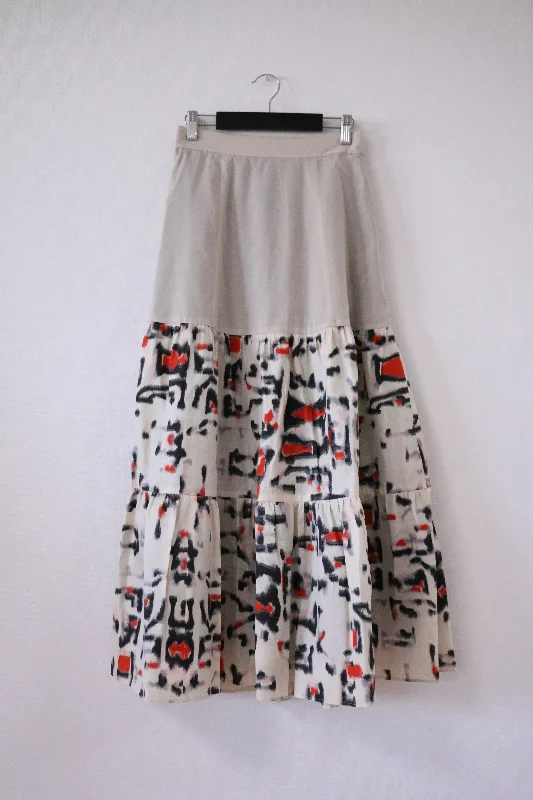 Spotted -Meisen Teered Skirt-Beige- (Japanese only) vintage skirt charm