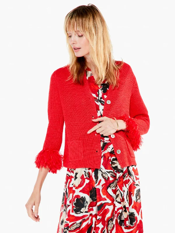 Red Mix Cardigan Zippered Buttoned Snapped