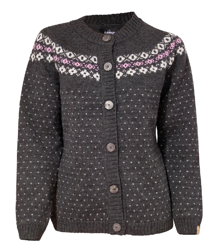 Sire Cardigan Women Houndstooth Herringbone Solid