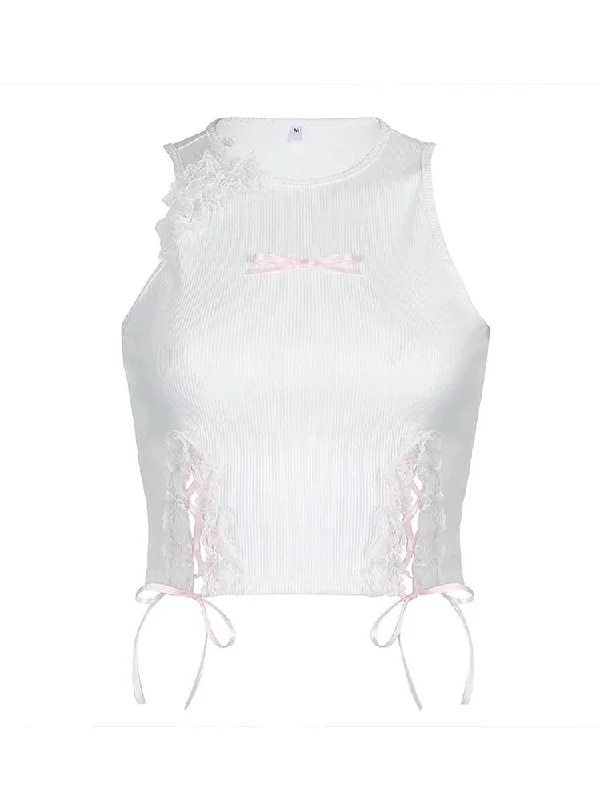 Coquette Bow Tie Up Tank Top lounge tank top