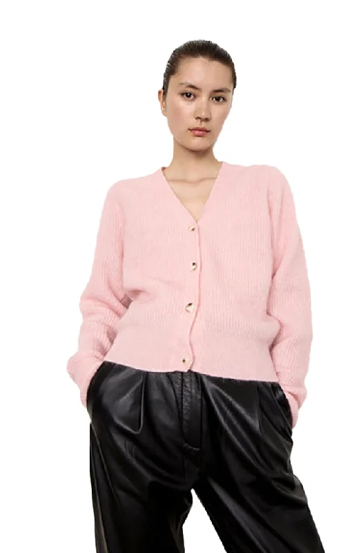 Second Female Brooky Box Cardigan in Silver Pink Button Cardigan Zip Cardigan Pullover Cardigan