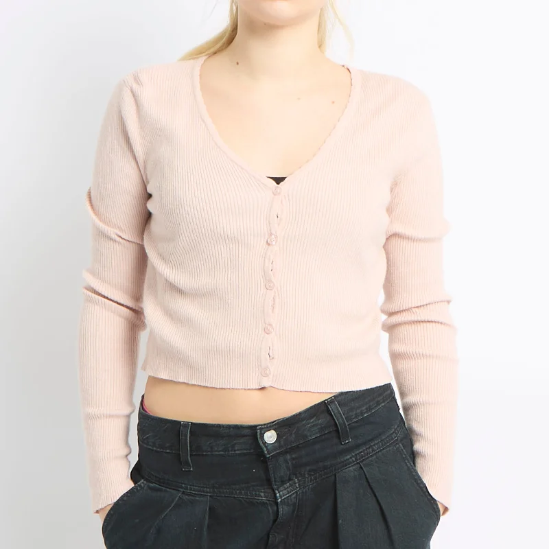Cropped Ribbed Cardigan - UK 10 Stylish Fashionable Trendy