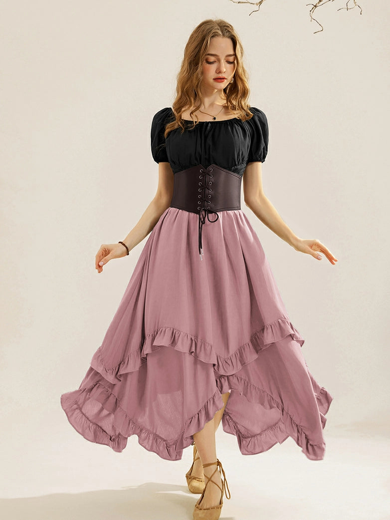 Renaissance Irregular Hem Swing Maxi Pocket Skirt corduroy skirt durable
