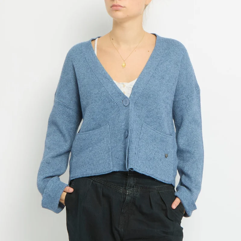 Ribbed Pocket Detail Knitted Cardigan -UK 14 Lightweight Heavyweight Midweight