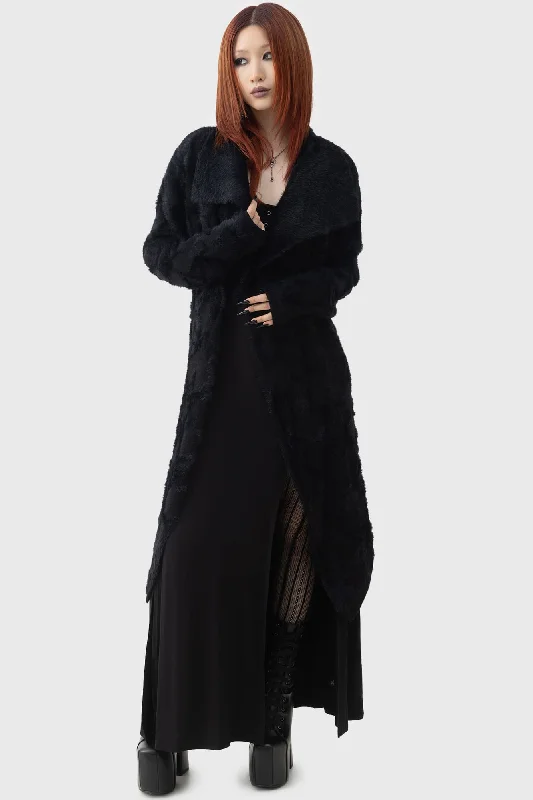 Moon Thread Cardigan Real Fur Shearling Chenille