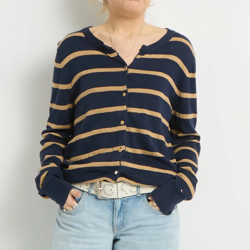 Tommy Hilfiger Knitted Cardigan - UK 14 Patchwork Embroidered Appliqued