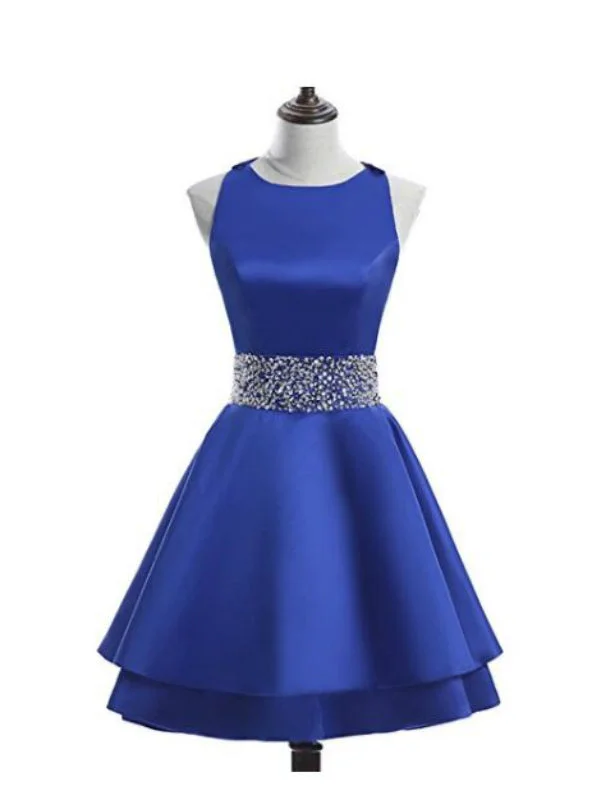 Short Satin Backless Sweet 16 Homecoming Dress Cocktail Party Dress Tunics Modern contemporary