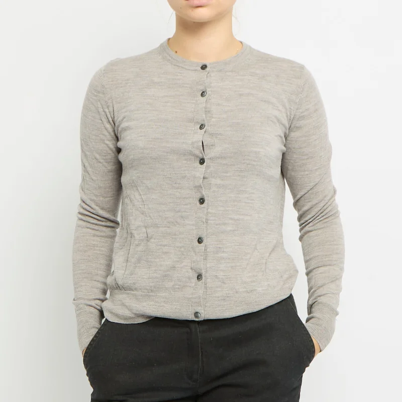 Round Neck Cardigan - UK 10 Embroidered Appliqued Beaded