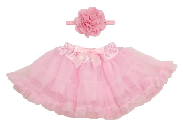 Baby Girl Ruffle Skirt With Headband Set chiffon skirt lightweight