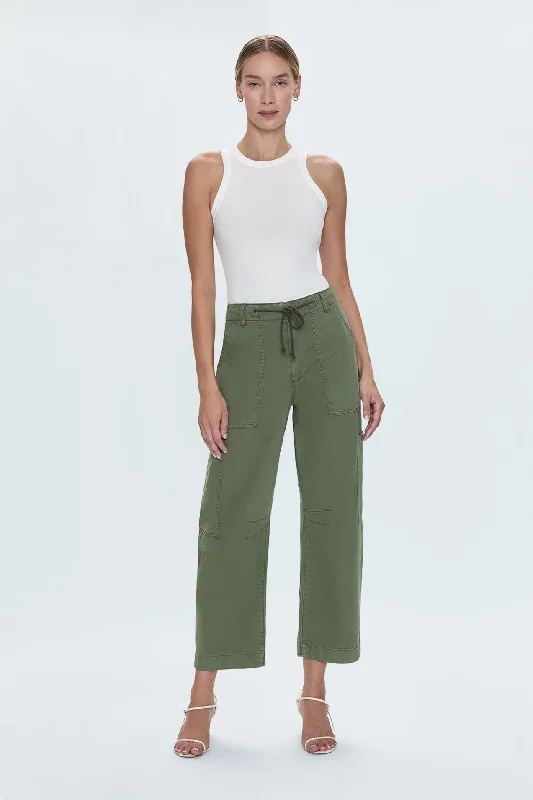 Sabrina Curved Utility Pants- Meadow Fashionable Button-Up Pants