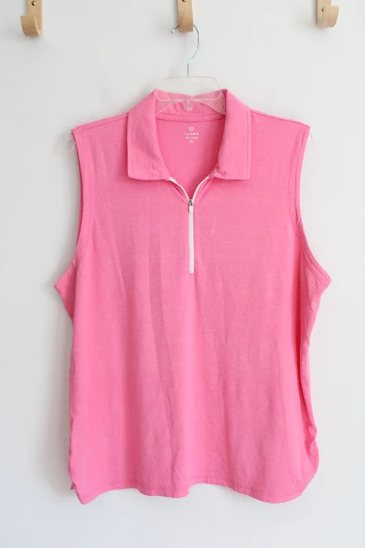 Talbots Pink Quarter Zip Tank Top | XL yoga tank top