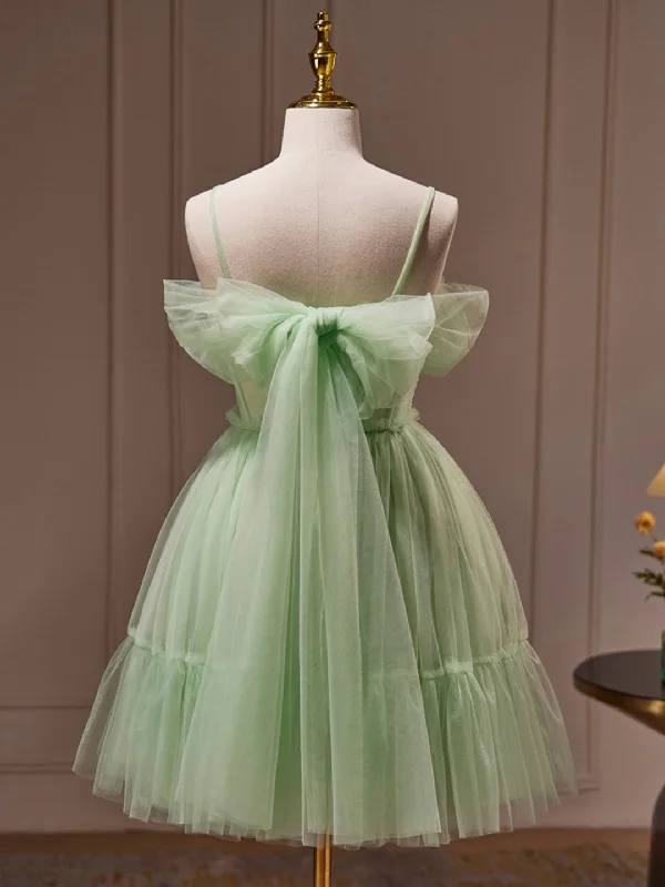 Green Tulle Lace Short Prom Dress, Cute Homecoming Dress, Green Party Dress Tunics Formal black