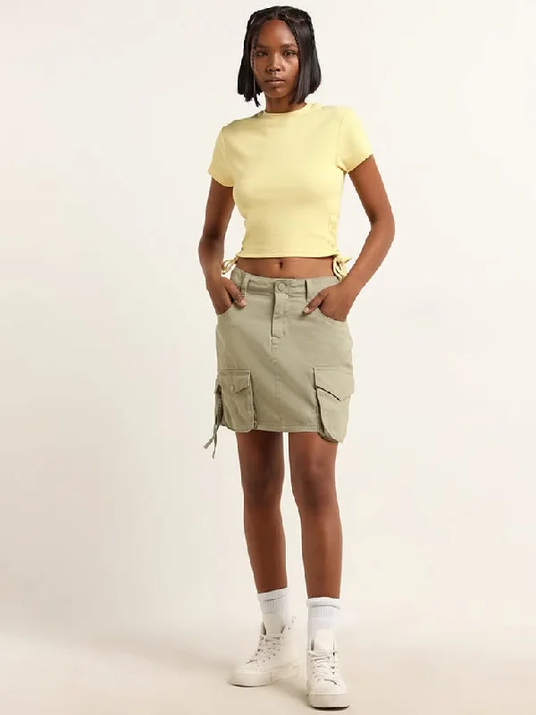 Nuon Sage Cargo-Style Mid Rise Skirt cotton skirt soft