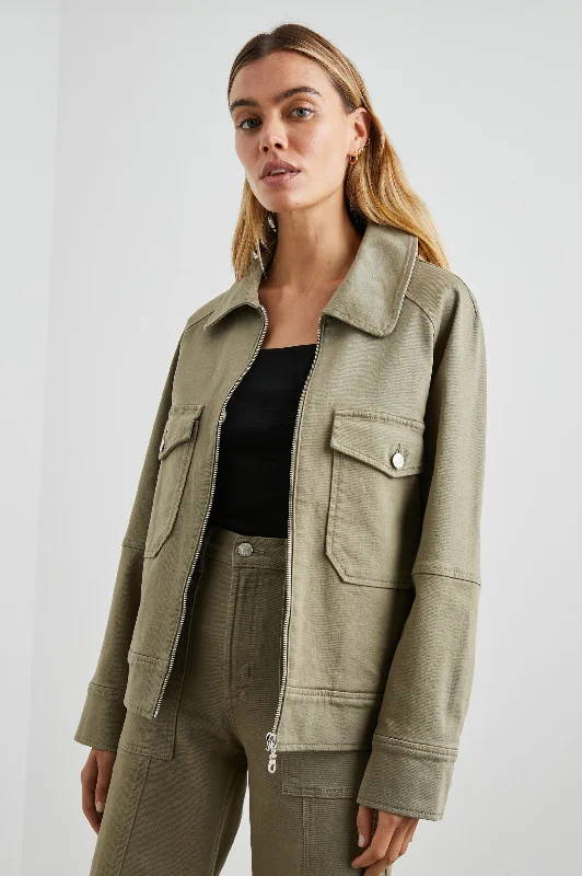 CHEYENNE JACKET - WASHED OLIVE Belted Jacket Elasticated Jacket Padded Jacket