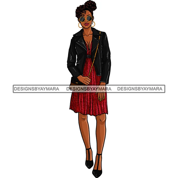 Black Woman Standing In Dress And Jacket Purse JPG PNG  Clipart Cricut Silhouette Cut Cutting Hoodie Zip-Up Jacket Button-Up Jacket