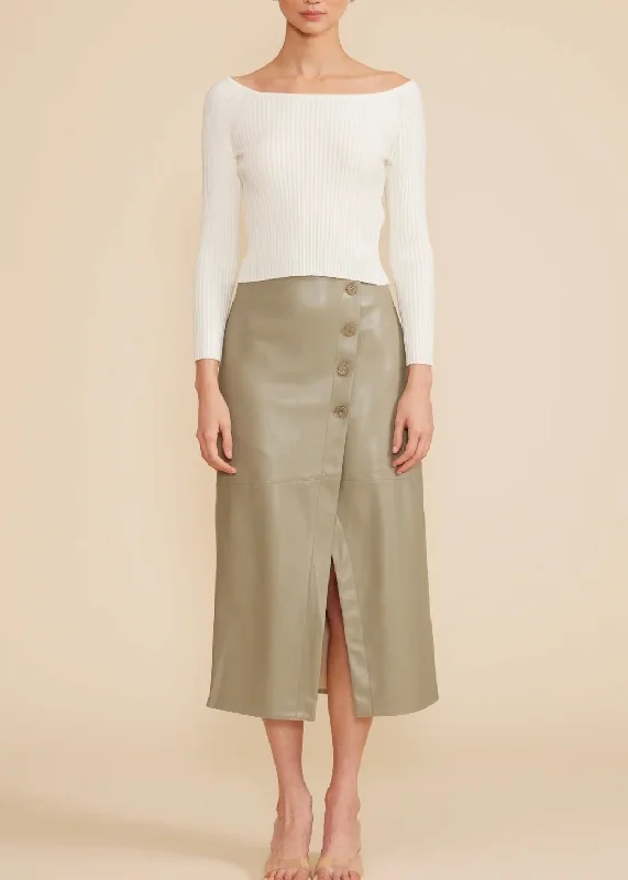 Francisco Button Detail Midi Skirt relaxed fit skirt