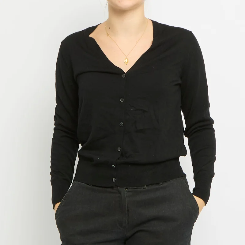 V-Neck Cardigan - UK 10 Terry Blend Velvet Blend Canvas Blend