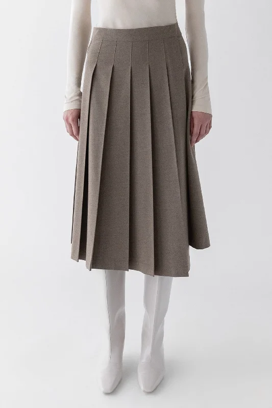 MIDI PLEATED ASYMMETRICAL SKIRT a-line skirt cut