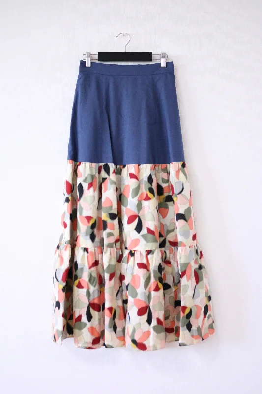 Hanaben -Meisen Teered Skirt Navy wrap skirt elegant