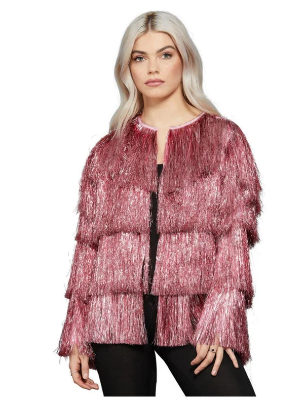 Tinsel Festival Jacket Fever Adult Pink Tailored Jacket Straight Jacket A-Line Jacket
