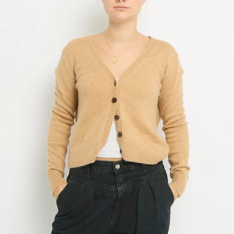 Mango V-Neck Knitted Cardigan - UK 10 Iron Safe Non-Iron Wrinkle Free