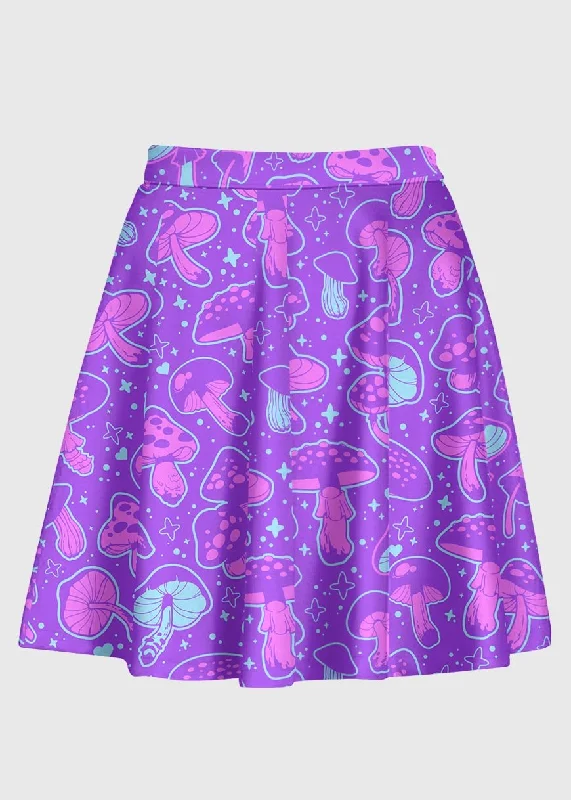 Trippy Mushroom Purple Rave Skirt relaxed fit skirt