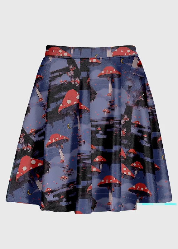 Weirdcore Mushroom City High Waist Skirt velvet skirt rich