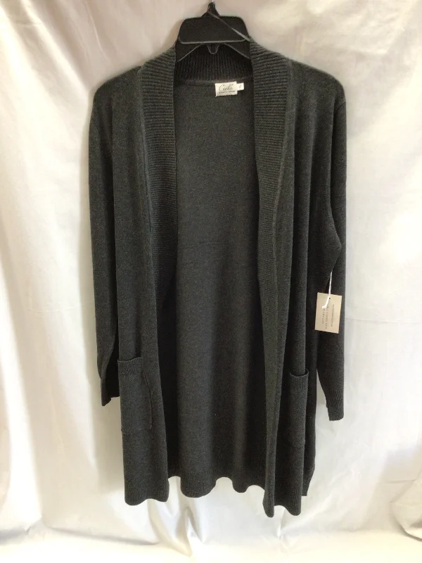 Charcoal Cardigan Plus 2300 Handmade Hand-knitted Hand-woven