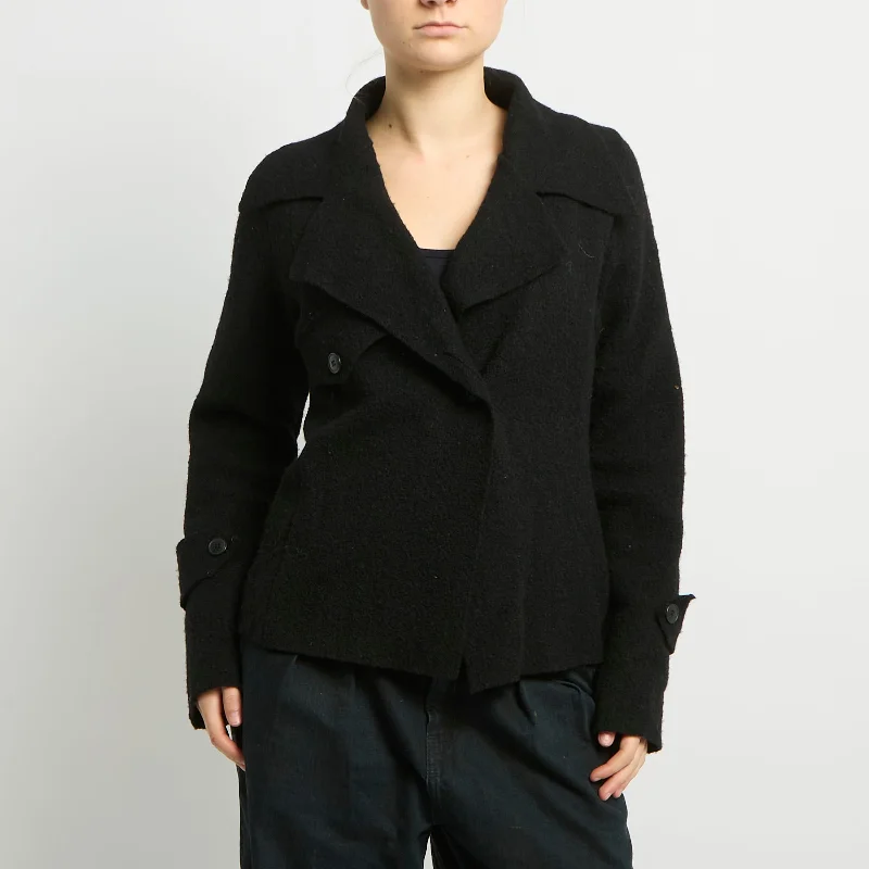 Button Detail Knitted Cardigan - UK 10 Layered Multi-layer Single Layer