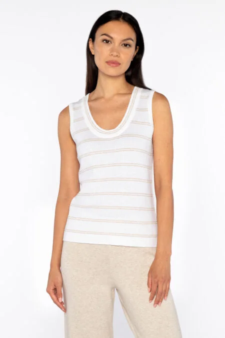 Kinross Cashmere Textured Tank striped tank top