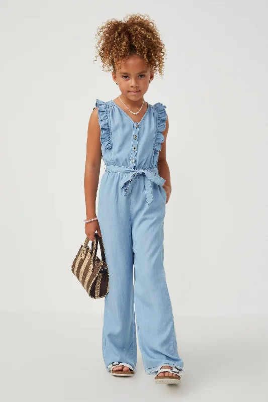 Tencel Buttoned Ruffle Tank Wideleg Jumpsuit cozy tank top