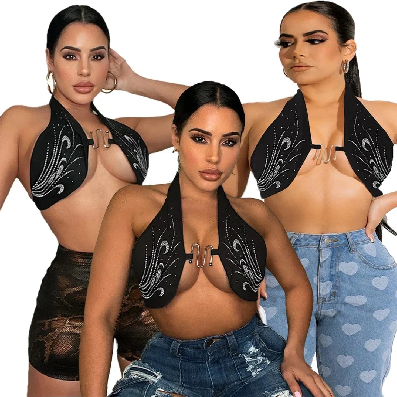 2022 Summer y2k casual custom cropped tops embroidered diamond Rhinestone logo top sexy V-neck tank top for Women casual tank top 2022 Summer y2k casual custom cropped tops embroidered diamond Rhinestone logo top sexy V-neck tank top for Women casual tank top