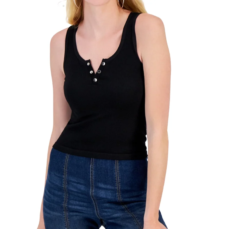 PLANET GOLD - Seamless Henley Tank Top boho tank top