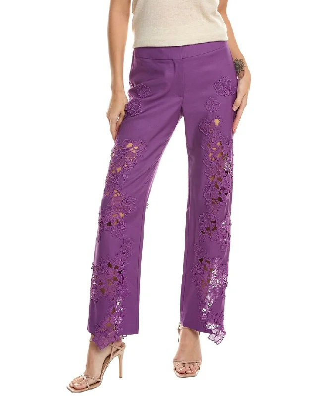 Oscar de la Renta Wool & Mohair-Blend Pant Stylish Paperbag Waist Pants
